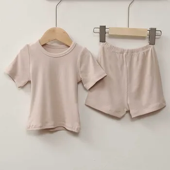 Otroške Pižame Baby Dekleta Barva majice|+hlače 2pcs Fantje Kompleti Oblačil Bombaž Pižame za Otroke 2022 Poletje